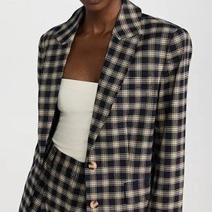 Something Navy Oversized Plaid Blazer NWT